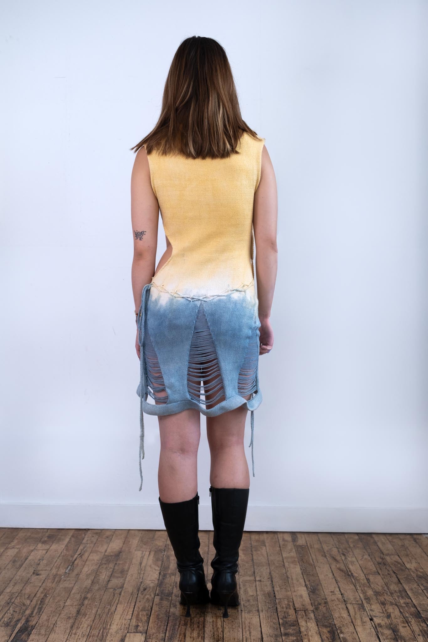 Wonder Gradient Dyed Lace-Up Felted Dress