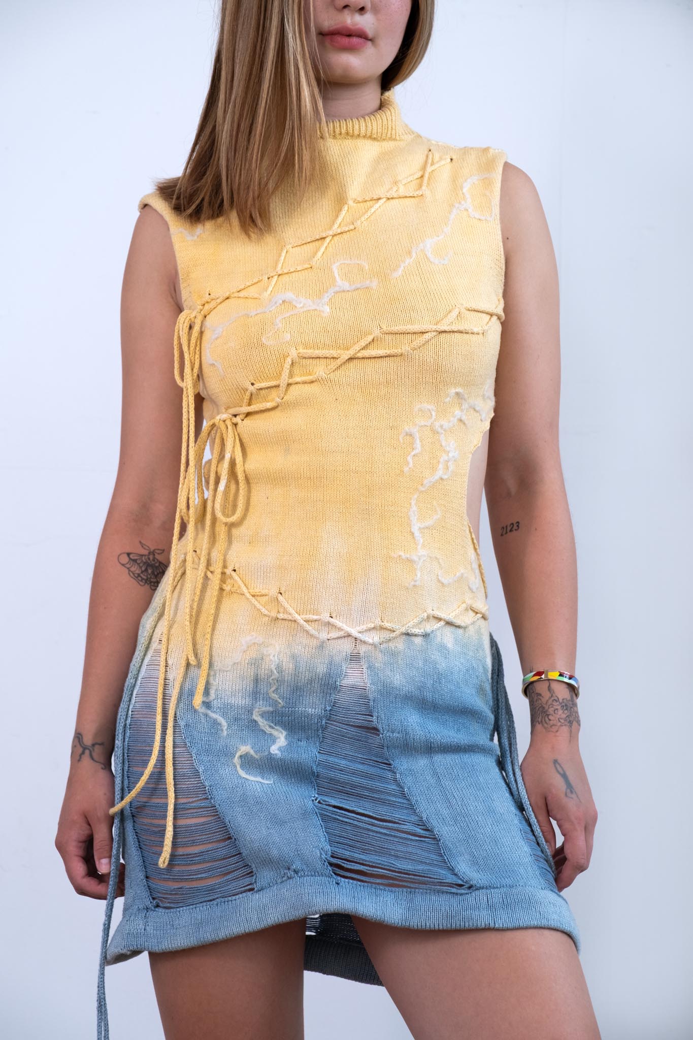 Wonder Gradient Dyed Lace-Up Felted Dress