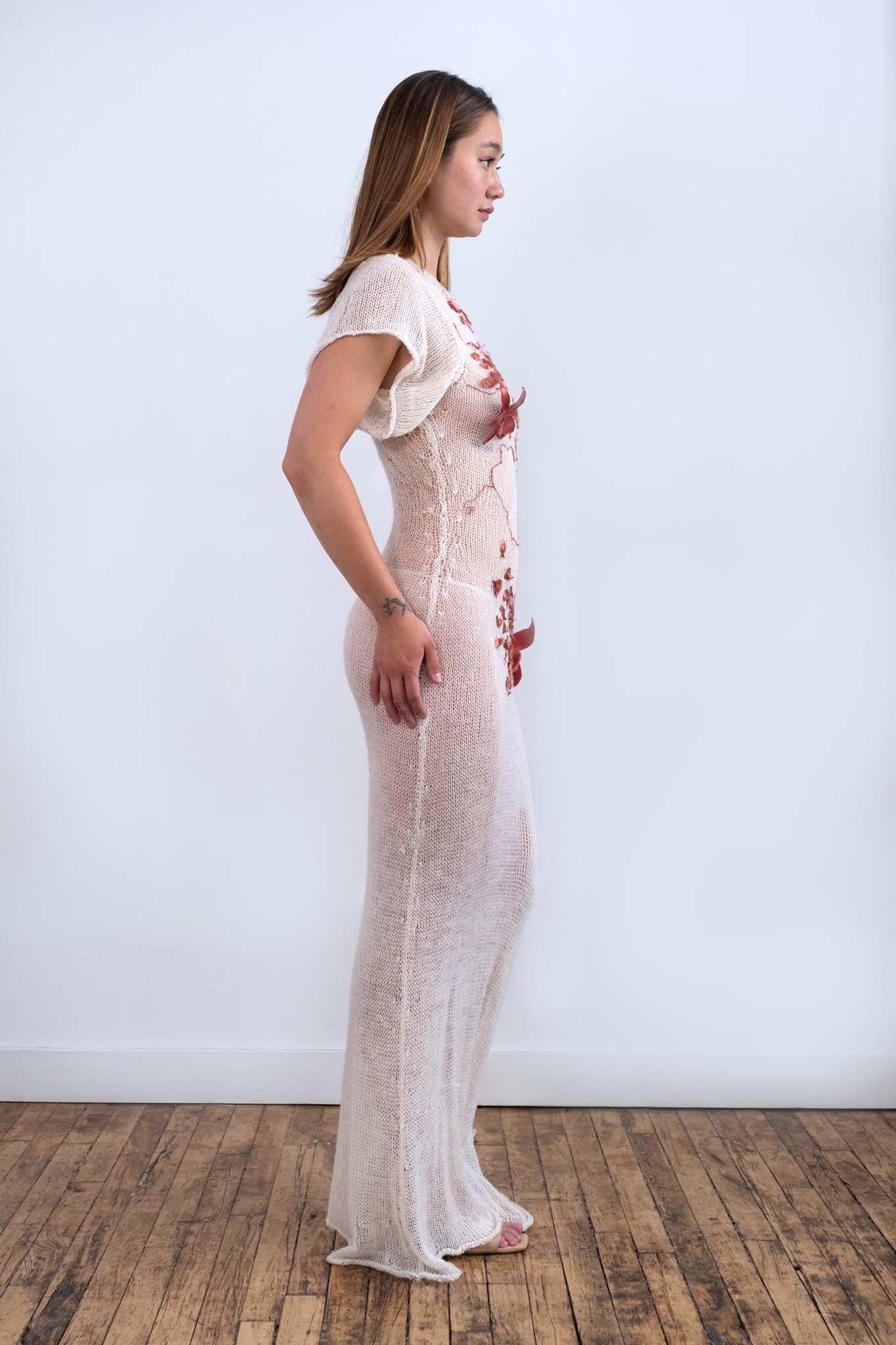 Fortune Silk Cocoon Sheer Wedding Maxi Dress