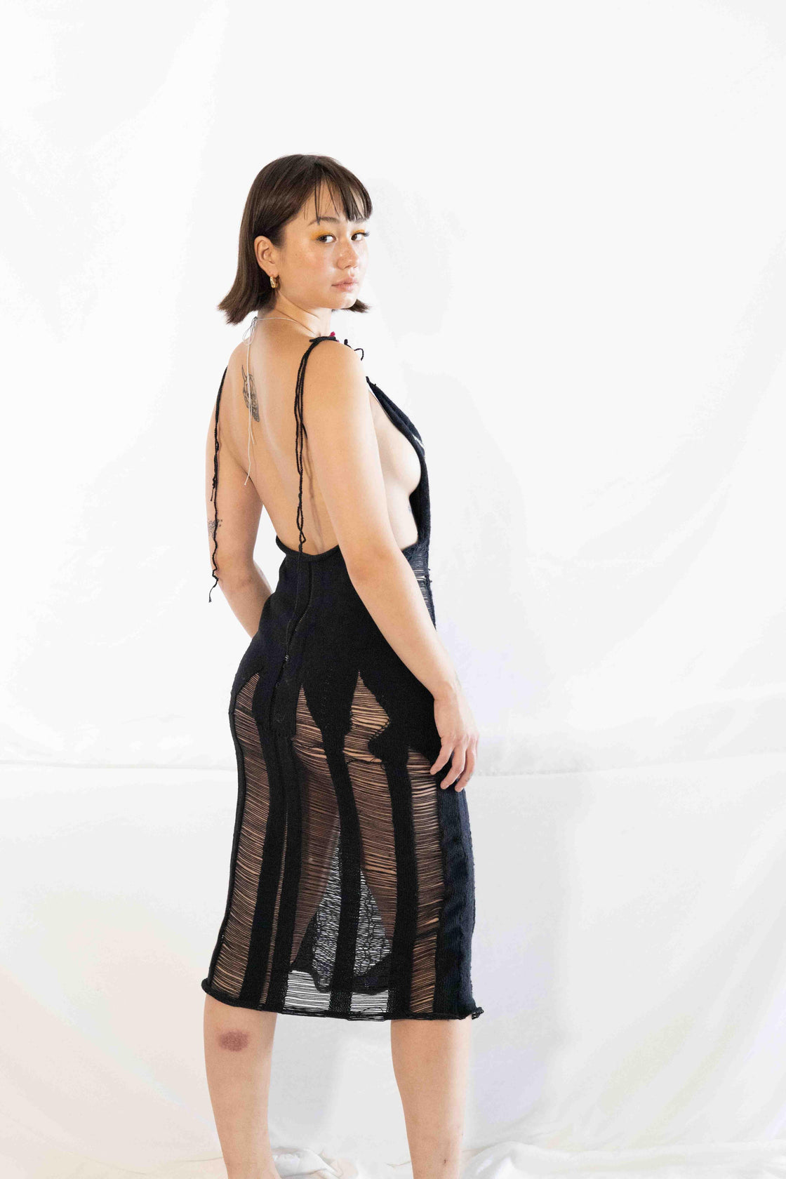 Silk Cocoon Drop Stitch Layering Dress GRACE GUI Silk Cocoon Drop Stitch Layering Dress GRACE GUI